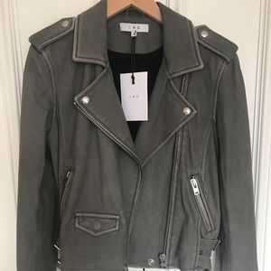 🆕 New Auth IRO Ashville Grey Leather Jacket sz 38